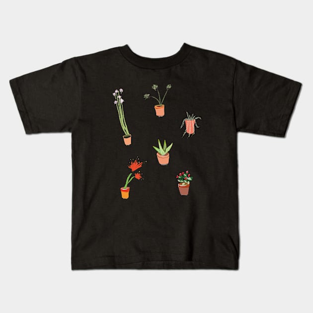 Small happy plants Kids T-Shirt by Slownessi